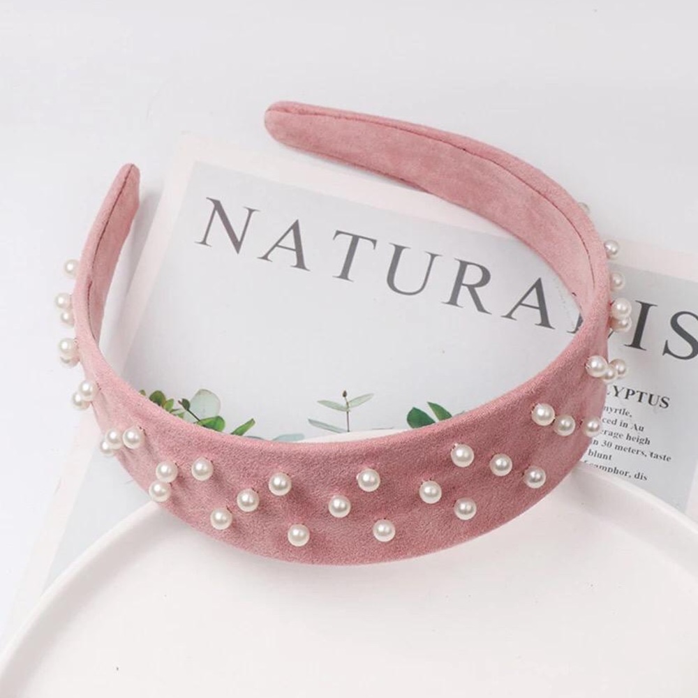 Pink Hairband with Pearls